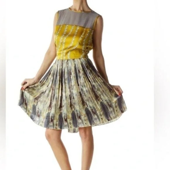 BCBGMaxAzria Yellow and Gray Fringe Mini Dress - Picture 8 of 8